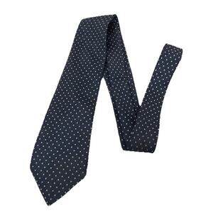 VTG T.M. Lewin & Sons London UK 100% Silk Skinny Tie Navy/White Polka Dot Dapper